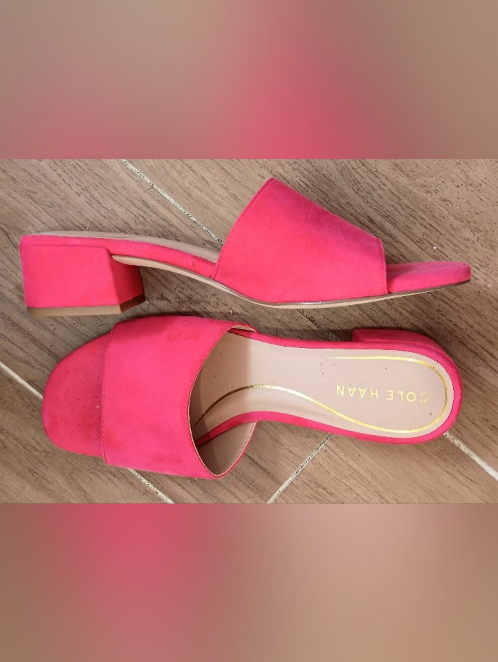 Cole Haan Calli Block Heel Slide in Geranium Suede 8.5 - Picture 2 of 6